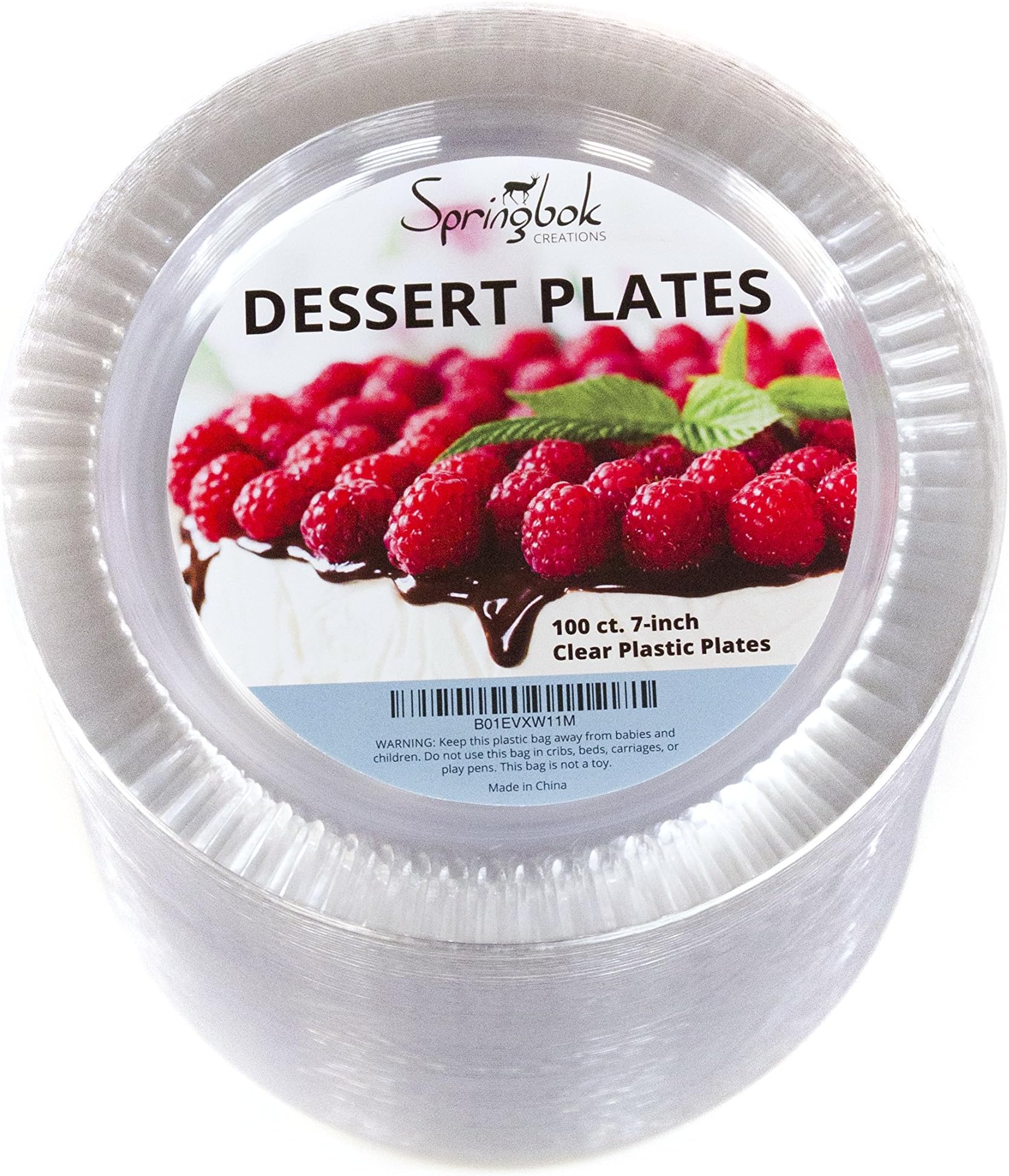 100 Disposable Clear Plastic Dessert Plates (7-inch)