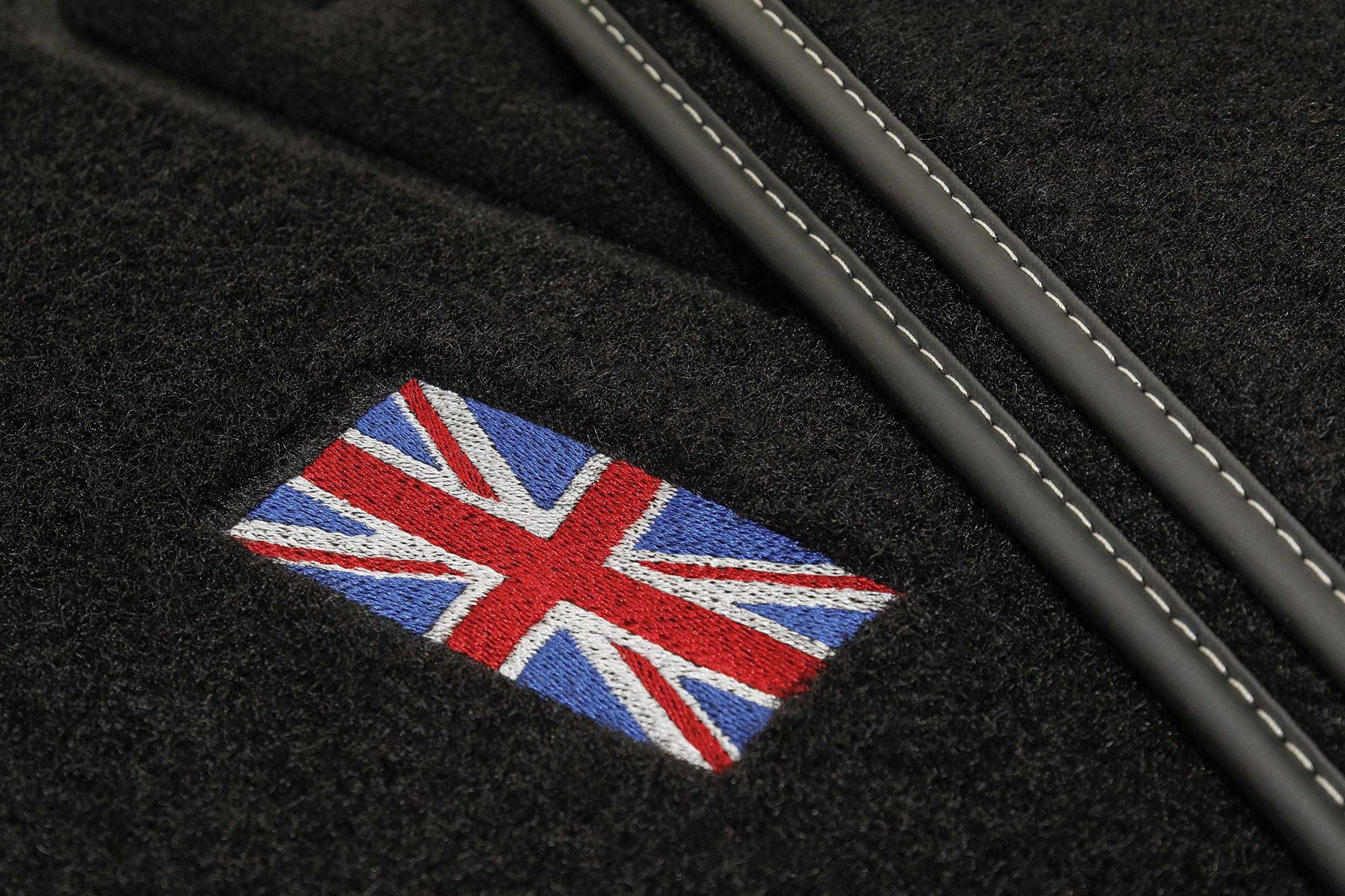 Juego de Alfombrillas de Terciopelo con Bandera para Mini Cooper II/One II (2007-2014), 4 Piezas, Ajuste