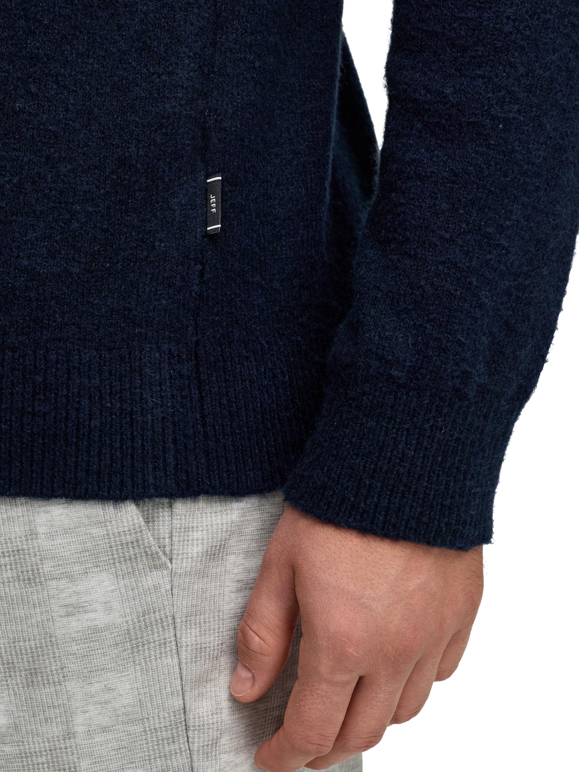 JEFF JFCollin Pull en tricot fin à col roulé avec poignets côtelés | Pull à col montant pour homme