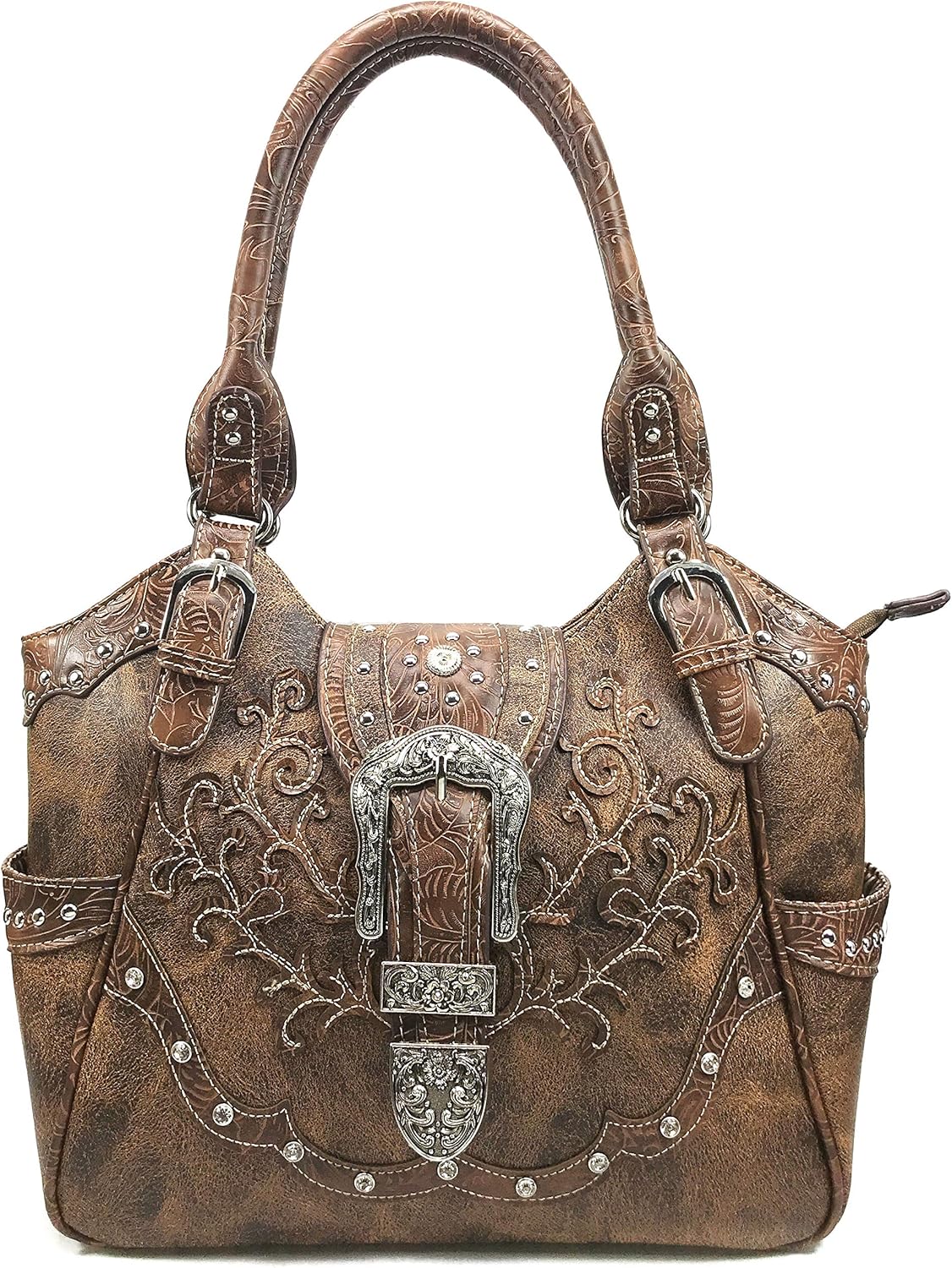 Zelris American Albino Western Floral Buckle Conceal Carry Women Tote Purse Handbag