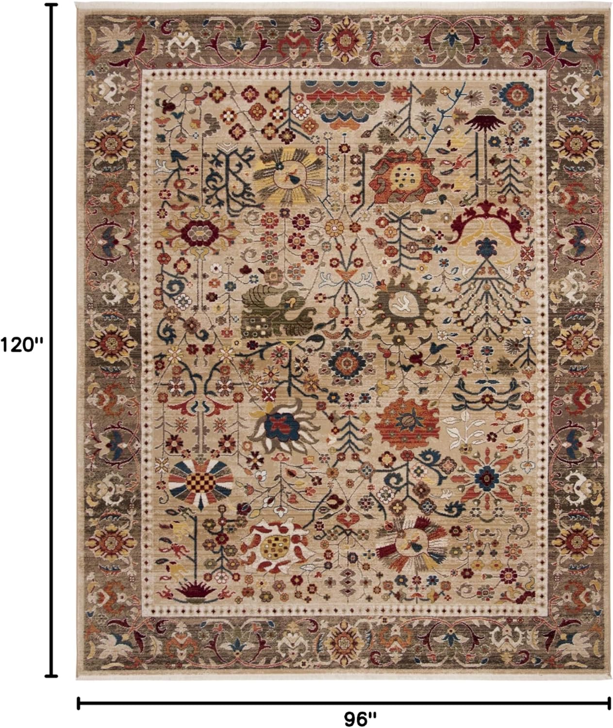 SAFAVIEH Area Rug 8x10 - Kashan Collection - Large - Beige & Taupe, Traditional Oriental Design, Non-Shedding & Easy Cleaning, Ideal for Living Room, Bedroom, Office, Dining Space (KSN303K)
