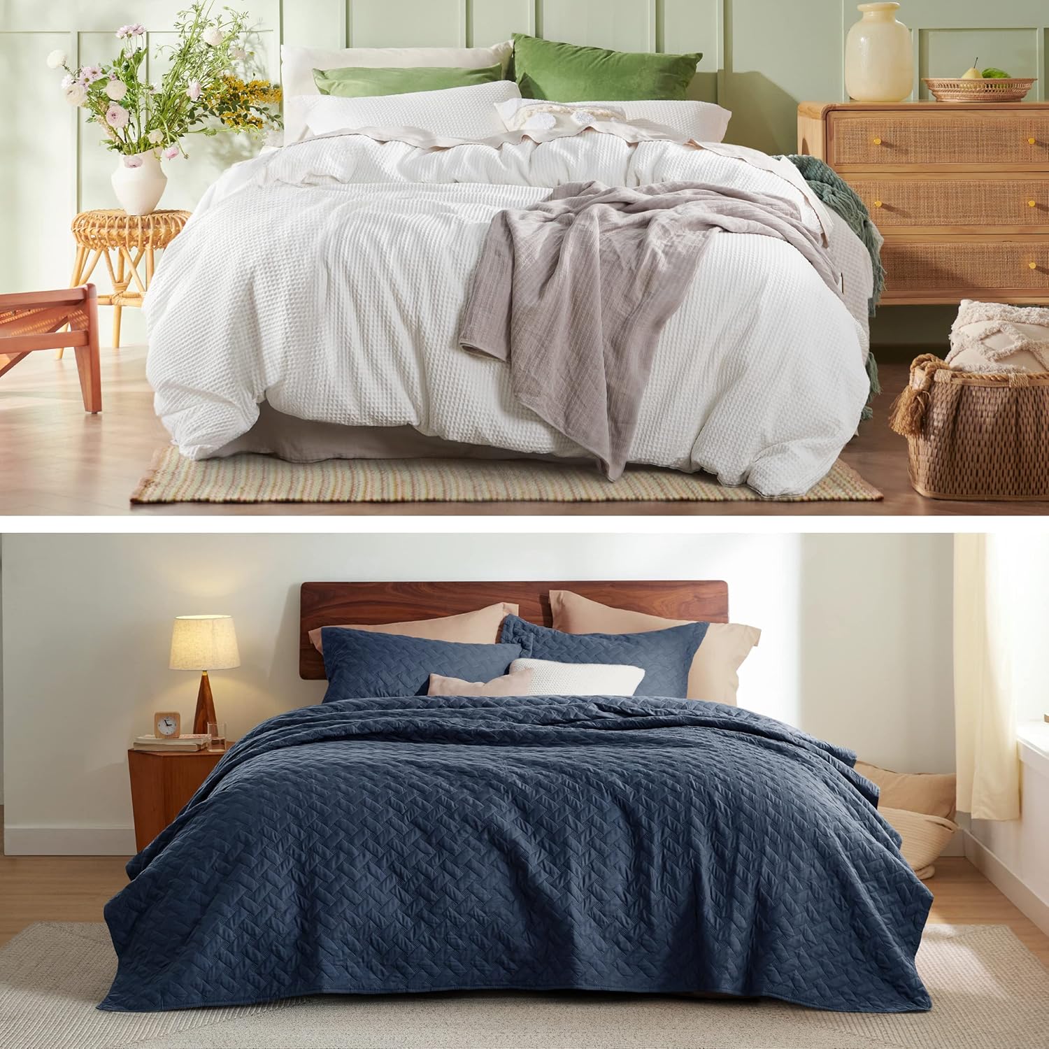 Bedsure 100 Cotton Waffle Weave Duvet Cover Set Queen Size Queen Lightweight Summer