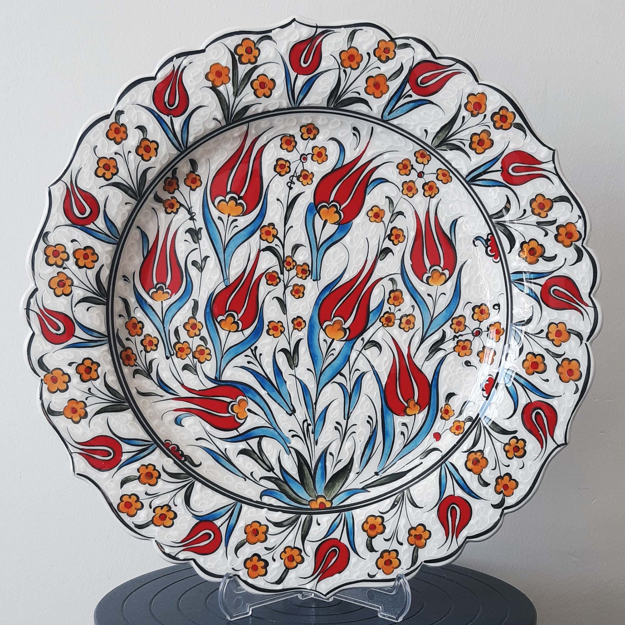 Handmade Ceramic Wall Plate, 30 cm (11.8 inches) Turkish Iznik Ceramic Plate 30 cm in Diameter