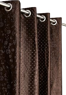 Embossed Pyramid Solid Punching Heavy Curtains for Window 5 Feet, Pack of 1, Brown