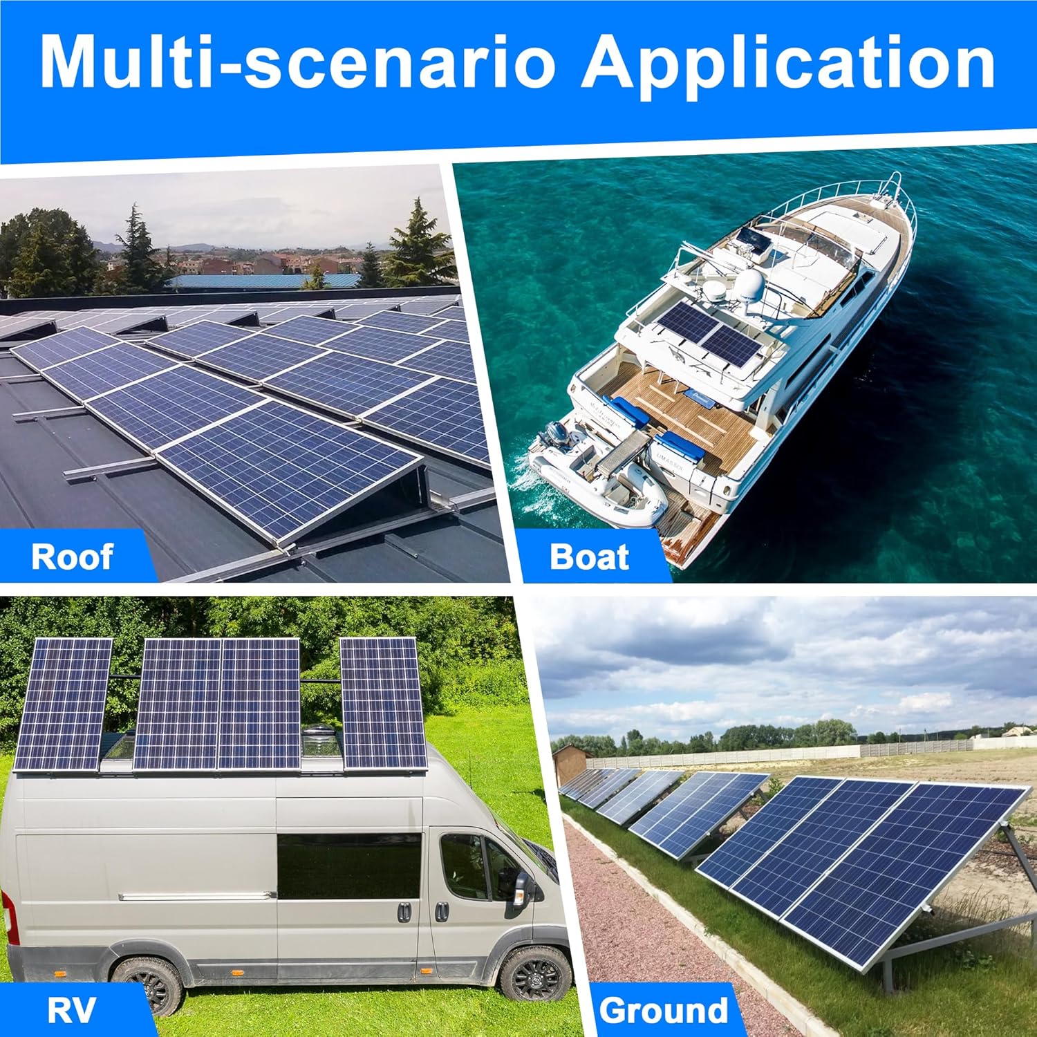 Solar Panel Mount Brackets, 30 inch Solar Panel Stand with 0-90° Adjustable Foldable Tilt Legs, Support for RV, Roof, Boat and Off-Grid, Black