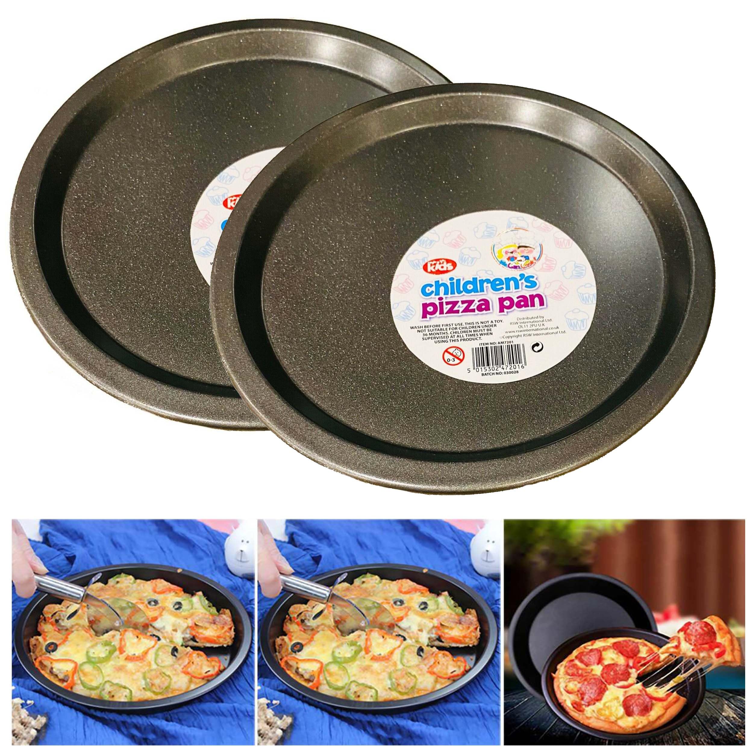 MAXPERKX Set of 2 Pizza Tray Dish Non Stick Carbon Steel Round Oven Pizza Pan Bake Kids Children Baking Diameter 20cm Black Carbon Steel Easy Clean Lightweight 2pcs Pans