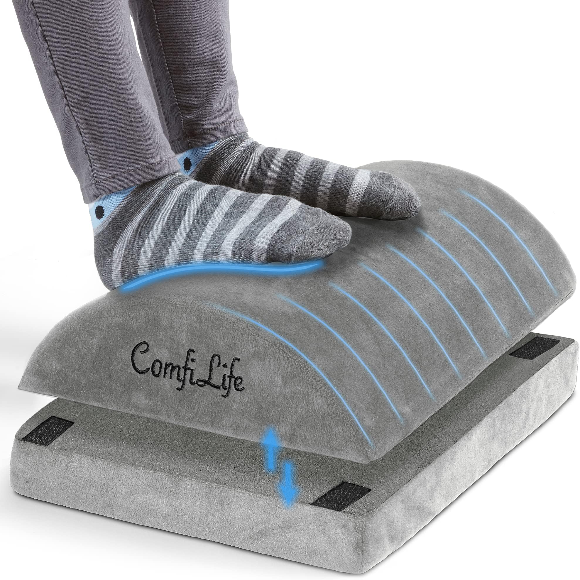 Foot Rest for Under Desk at Work – Adjustable Height Memory Foam Foot Stool for Under Desk, Office Chair & Gaming Chair – Ergonomic Footrest for Back & Hip Pain Relief (Gray)