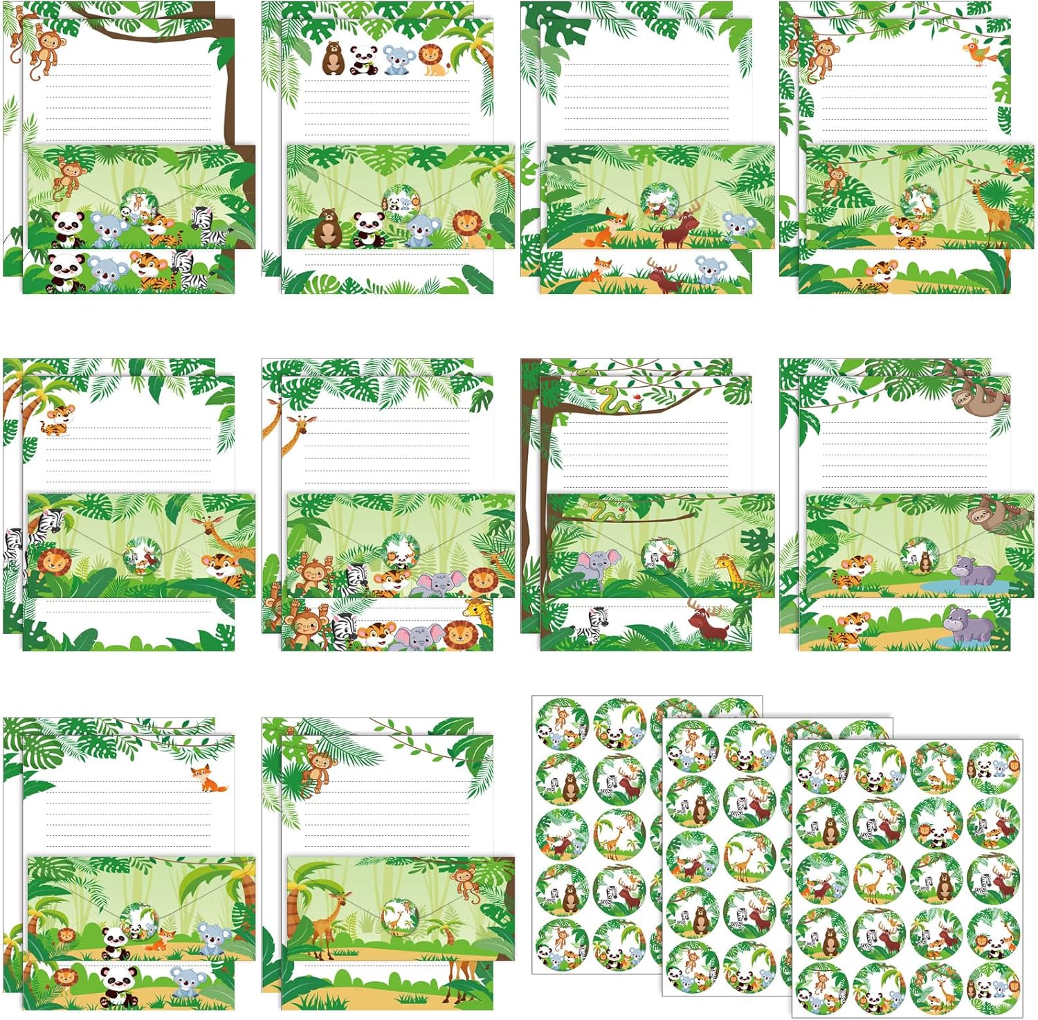 TaoBary 160 Pcs Stationery Paper Set 50 Double Sided Stationery Papers With 50 Matching Envelopes And 60 Round Dot Sticker 10 D