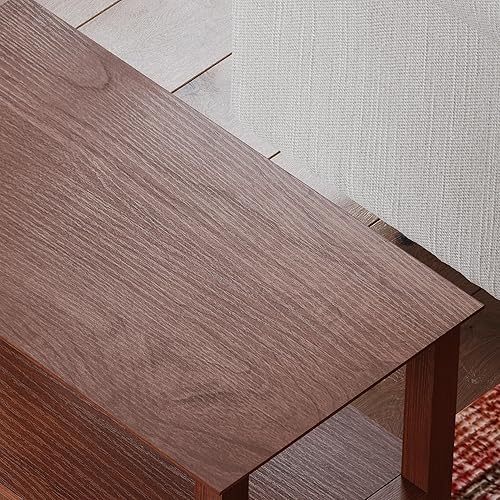 Miniatura 6 de ChooChoo Mesas auxiliares para sala de estar, juego de 2, mesita de noche estrecha de 3 niveles con 2 cajones, mesitas de noche delgadas para sala