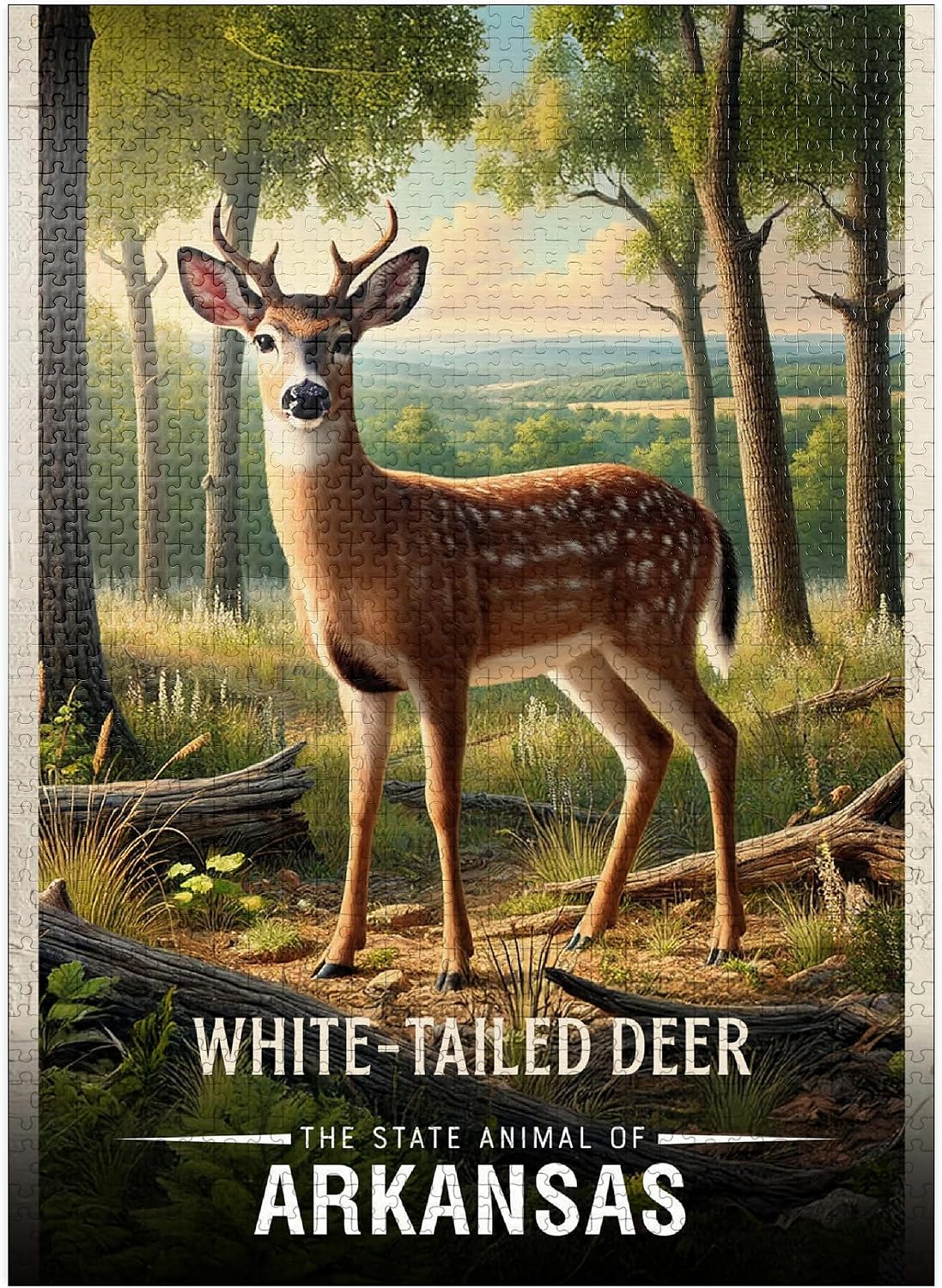 MyPuzzle Arkansas, White-Tailed Deer: State Animals Series - Premium 500 Piece Jigsaw Puzzle for Adults