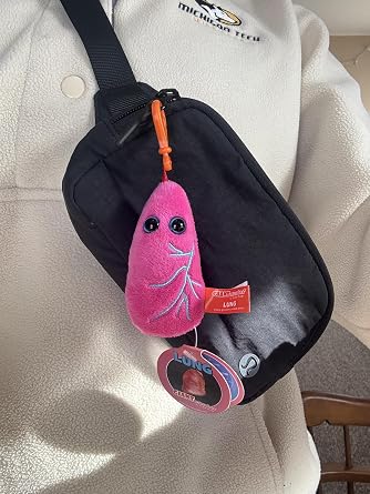 GIANTmicrobes Lung Plush Keychain, Respiratory Therapist Gifts, Pulmonologist Gifts, Respiratory Therapy Gifts, Lung Transplant Survivor Gifts, Lung Cancer Survivor Gifts, Lung Pillow, Bag Charms