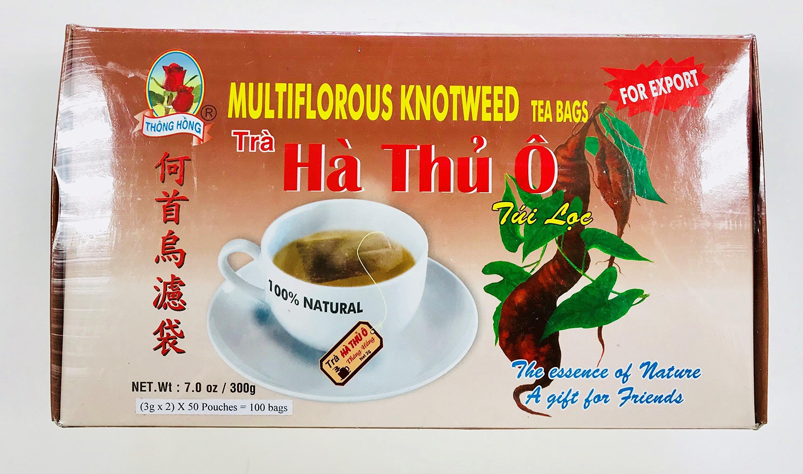 Vietnamese Multiflorous Knotweed Tea Bags - Tra Ha Thu O - 100 bags - 300g