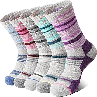 Merino Wool Hiking Socks for Women Thermal Winter Warm Boot Work Cushion Socks 5 Pairs - Buy now