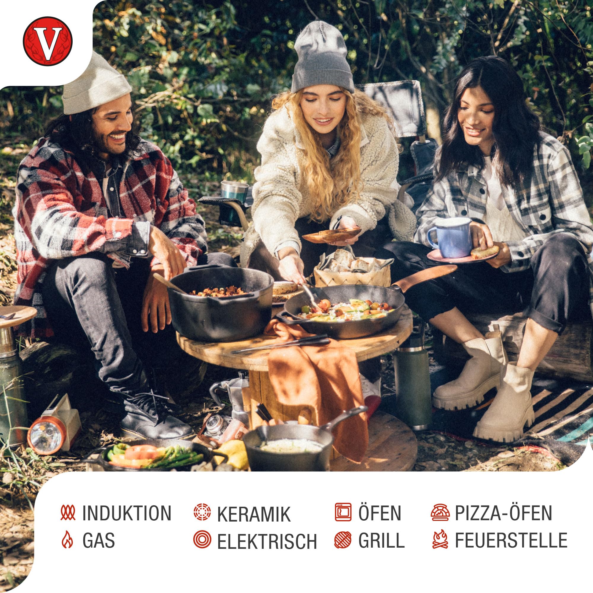 VICTORIA Grillpfanne Gusseisen Eingebrannte Comal Pizza-Pfanne 26,6cm, Induktion, Feuer, Grill, Ofen, Glaskeramik, Gas, Vorgewürztem um eine Giftfreie Antihaftbeschichtung ohne PTFE zu Schaffen