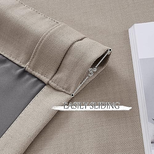 Miniatura 4 de StangH Cortinas de lino 100% opacas con pestaña trasera para dormitorio, doble capa pesada insonorizada, tratamientos de ventana de privacidad,