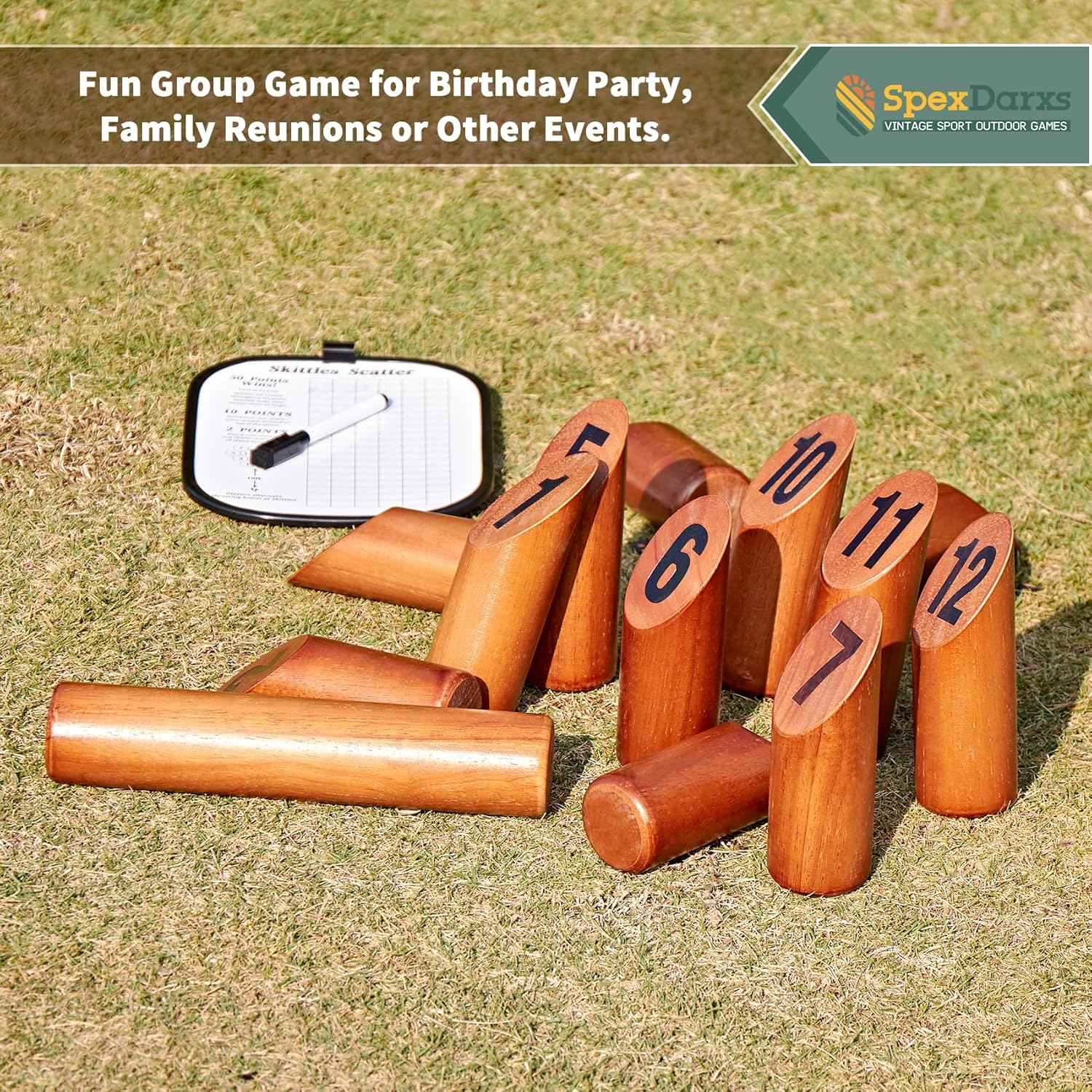 SpexDarxs Numbered Block Tossing Game, Wooden Throwing Game Set with Scoreboard & Carrying Bag, Outdoor Backyard Lawn Game for Teens and Adults