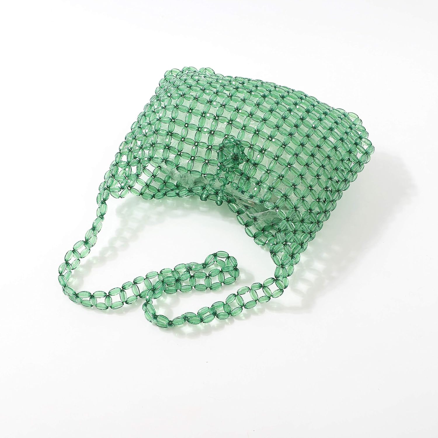 YIFEI Women Green Colored Transparent Beaded Acrylic Shoulderbag Evening Handmade Crossbody Bags - Image 4
