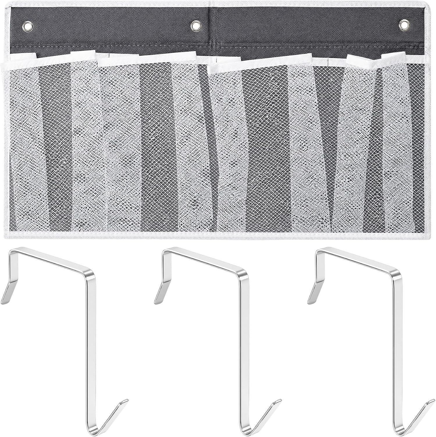 Pndeyo 1pc Bed Hanging Shoe Organizers with 3pcs Hooks, 22.44x11.61in,Black