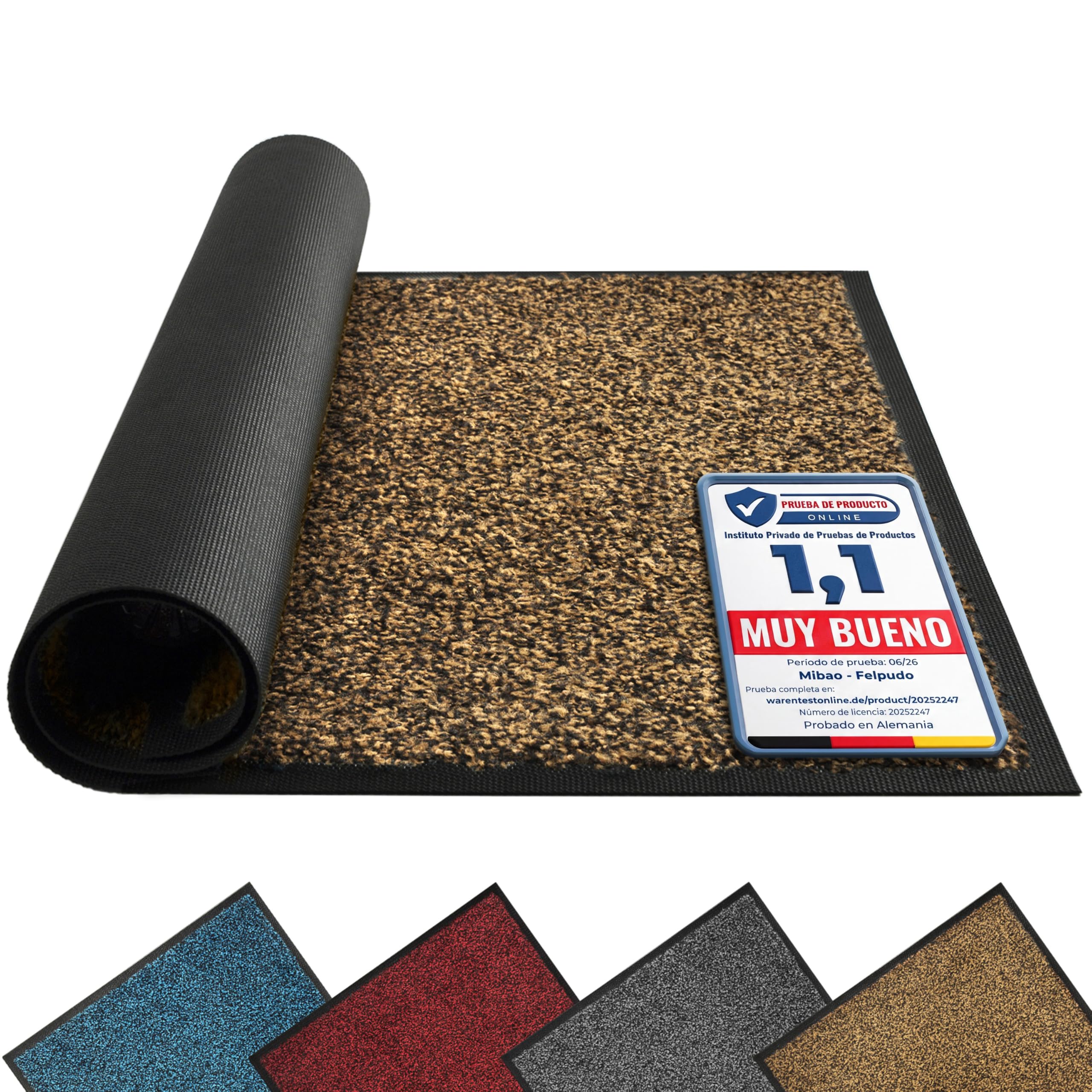 Mibao Felpudo para Interiores y Exteriores, 51 x 81 cm, Color Negro y marrón, Resistente Antideslizante, rascador de Zapatos, tapete superabsorbente para Puerta Delantera