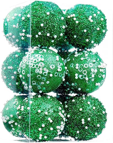 ChrisWish Adornos de bola de Navidad de 12 quilates, decoración de bolas de Navidad color verde fruta, bolas de perlas colgantes de plástico