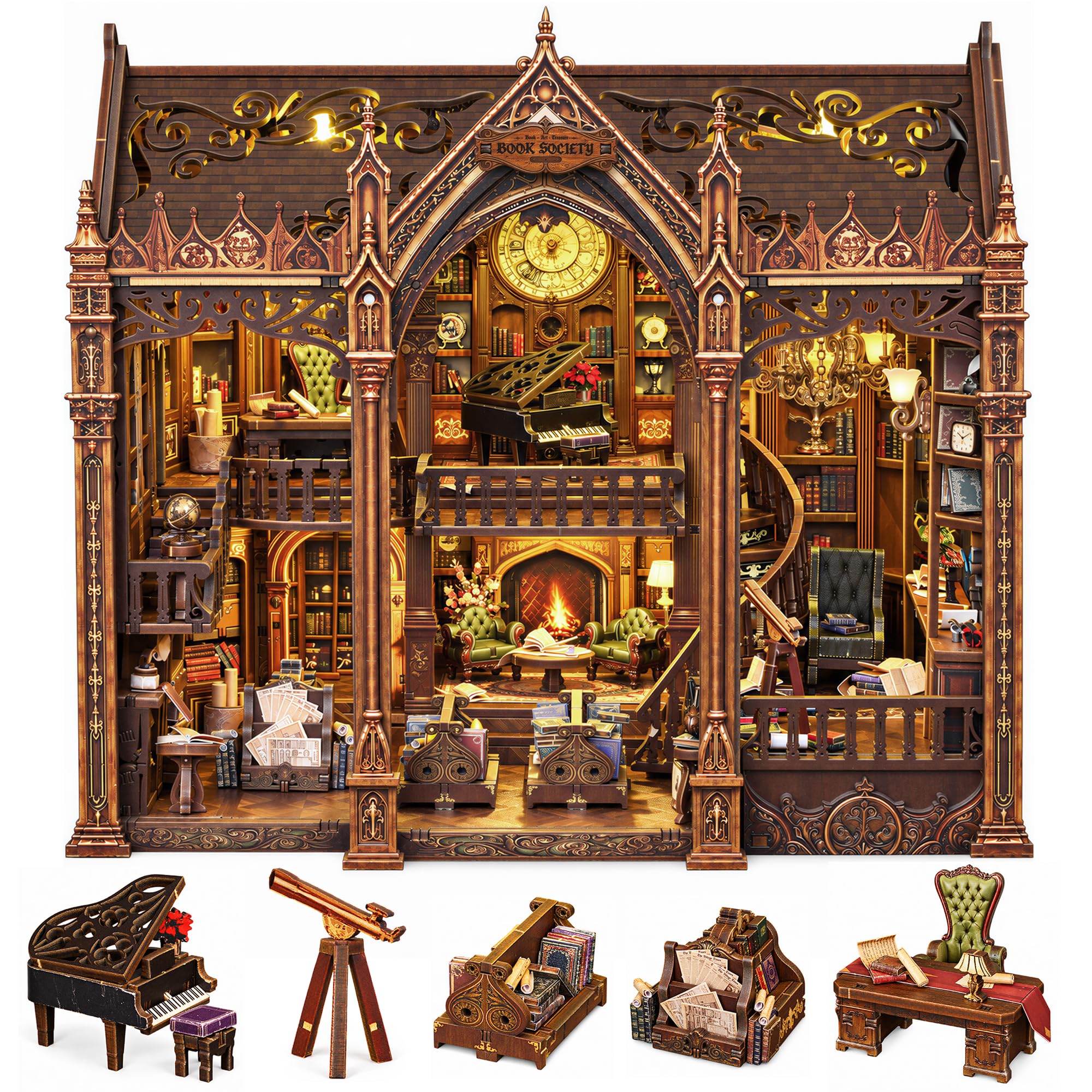 LUMYCE Book Nook DIY Miniatur Puppenhaus 3D Holzpuzzle mit LED-Licht