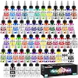 FansArriche Airbrush Paint, 48 Colors (30 ml /1 oz) with 4 Thinner & 2 Primer, Ready to Spray Water-Based Metallic & Neon & Iridescent Acrylic Airbrush Painting Set