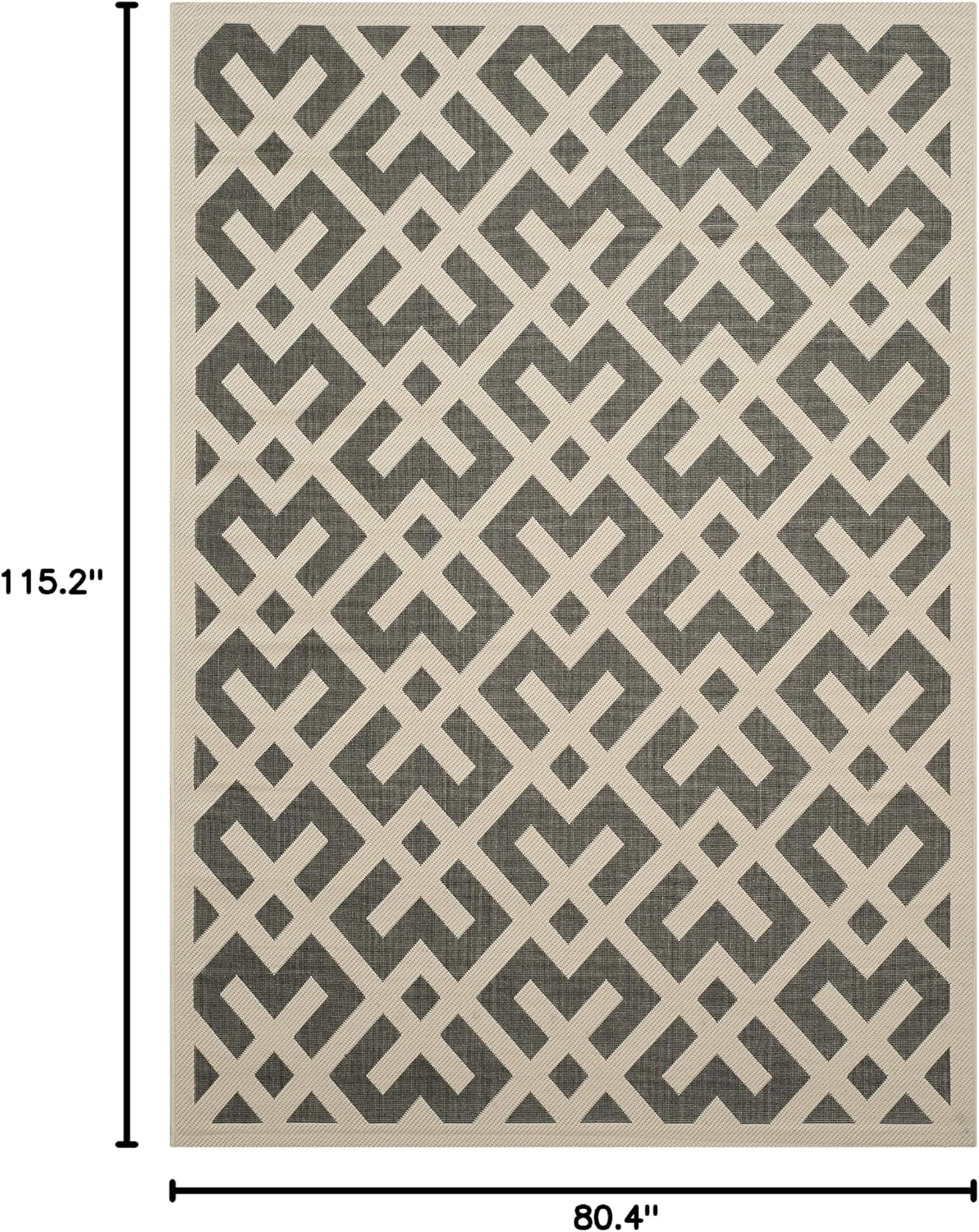 SAFAVIEH Washable Rug Outdoor Courtyard Collection - 6'7" x 9'6", Black & Beige, Non-Shedding & Easy Cleaning, Ideal for Patio, Backyard, Mudroom (CY6915-216)