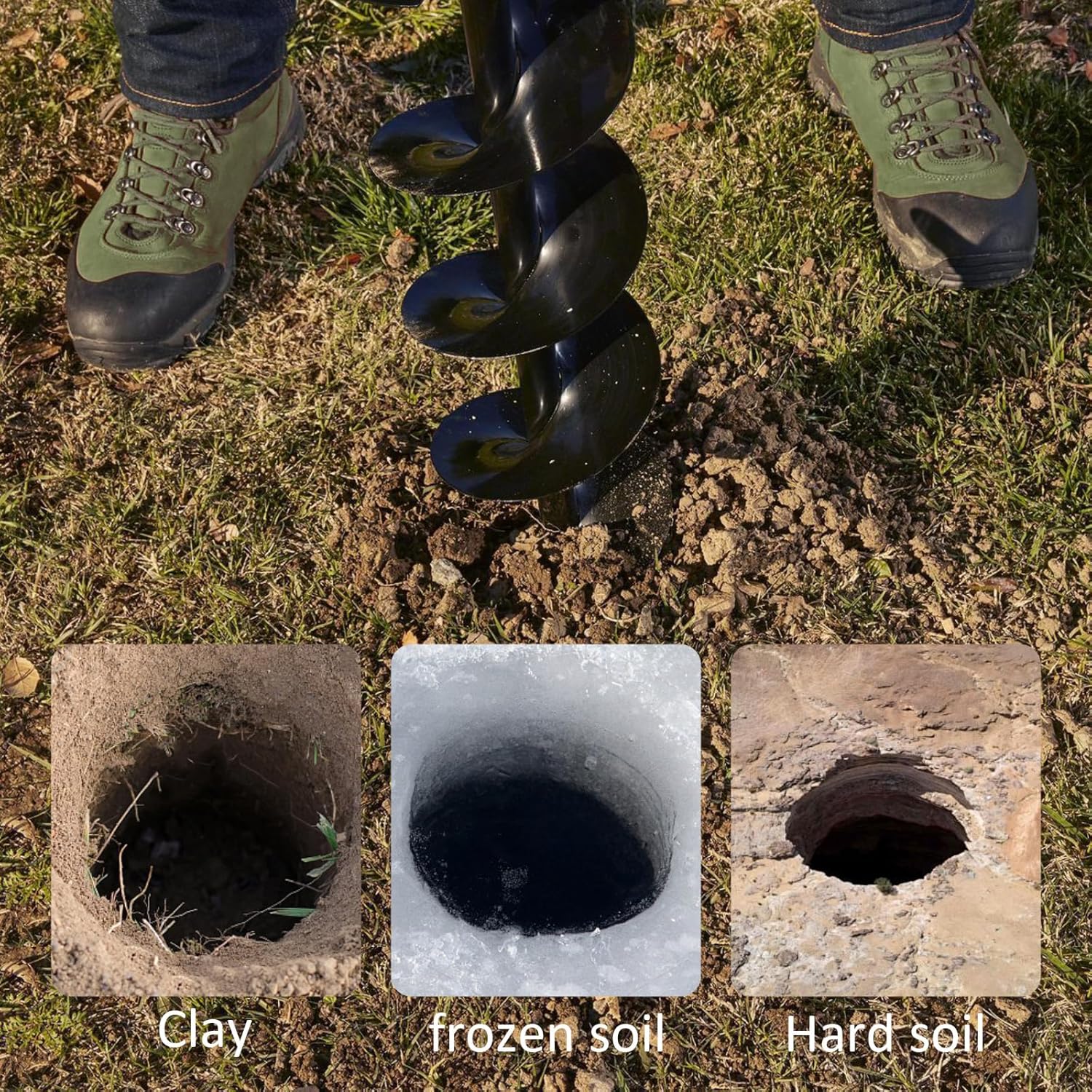 85cc 4HP Post Hole Digger Gas Powered, Gas Earth Auger/Ice Auger, with 3 Drill Bits 4"/8"/12" + 2 Extension Bar, One Man Earth Auger for Planting Fence, EPA Compliant Post Hole Auger