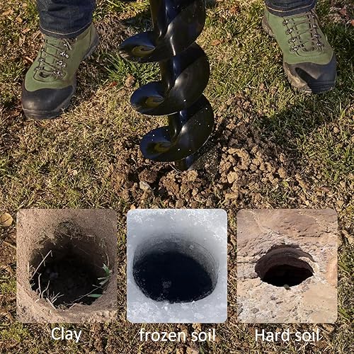 Miniatura 6 de SICAN Excavadora de agujeros para postes, excavadora de agujeros de poste de 2 tiempos de 62 CC, excavadora de tierra a gas, 2 brocas de taladro (3