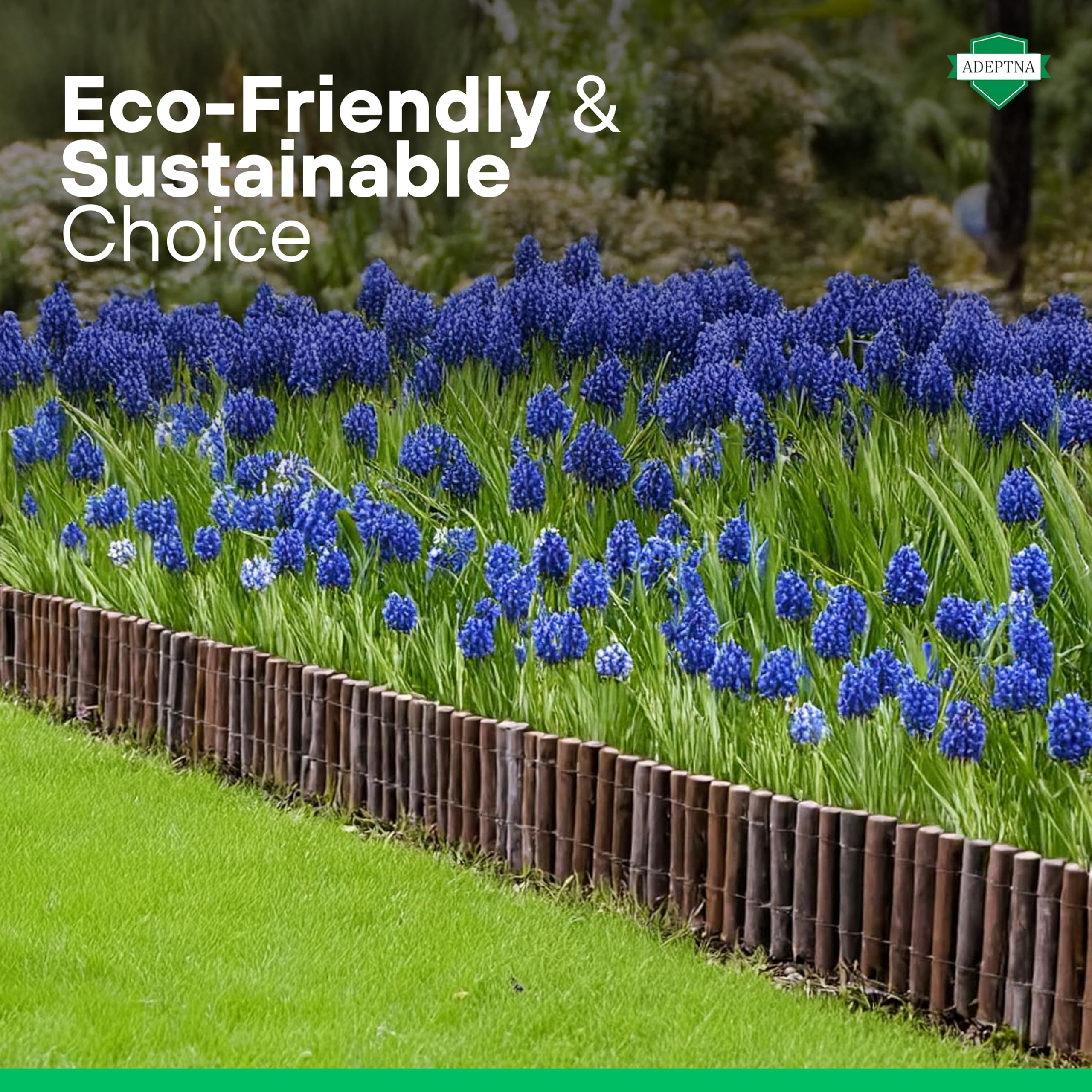 ADEPTNA Willow Wooden Edging – 2M x 20cm Garden Border Fence | Flexible, Weather-Resistant Lawn Edging for Garden, Flower Beds, Patios & Walkways — view 6
