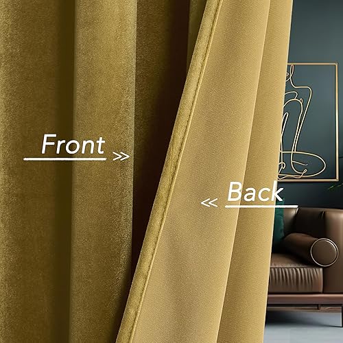 Miniatura 310 de RYB HOME Cortinas de terciopelo súper lujosas con diseño de bolsillo para barra, cortinas de privacidad con aislamiento térmico para oscurecer
