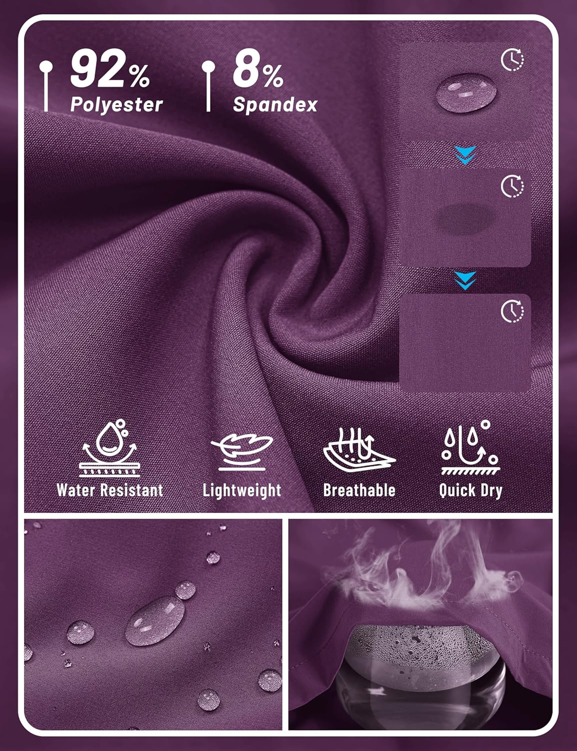 TACVASEN Women's Hiking Shorts 8" Quick Dry Lightweight Water Resistant Athletic Shorts with Pockets Outdoor Golf Active - Image 5