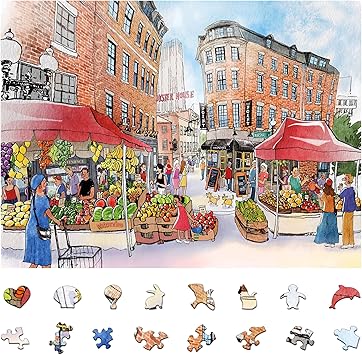 Boston Bazaar Puzzle with Unique Shape Puzzle