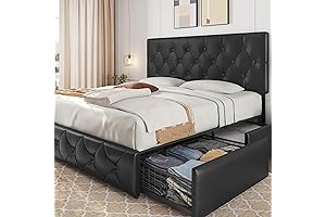 Yaheetech King Size Upholstered Bed Frame: Refined Luxury for Your Majestic Slumber