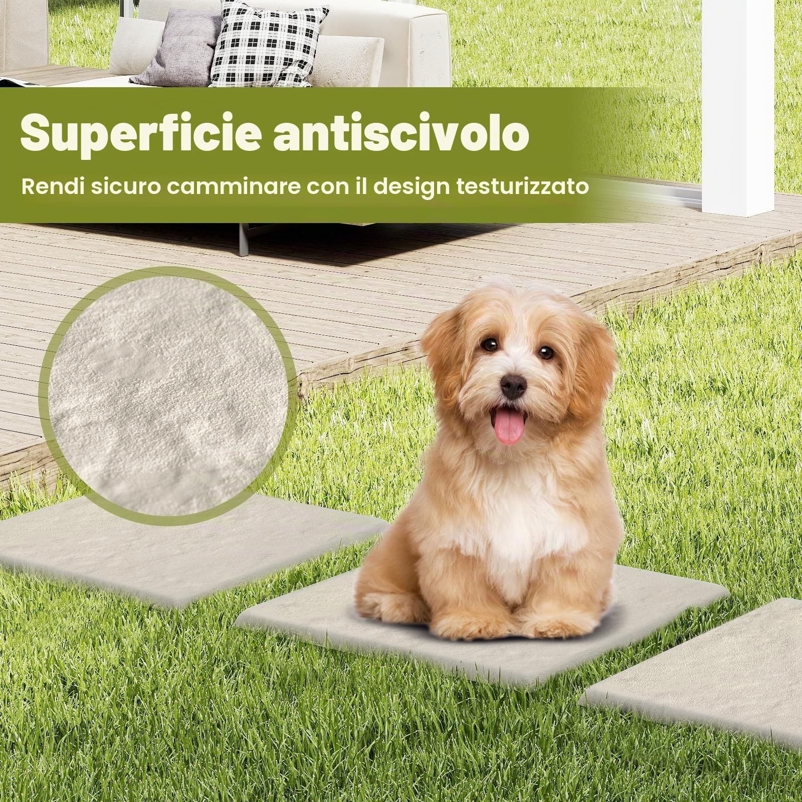 GIANTEX Set 8 Pedane Modulari da Giardino 39,5 x 39,5 cm, Lastre in Plastica Effetto Pietra, per Marciapiedi ed Aiuole