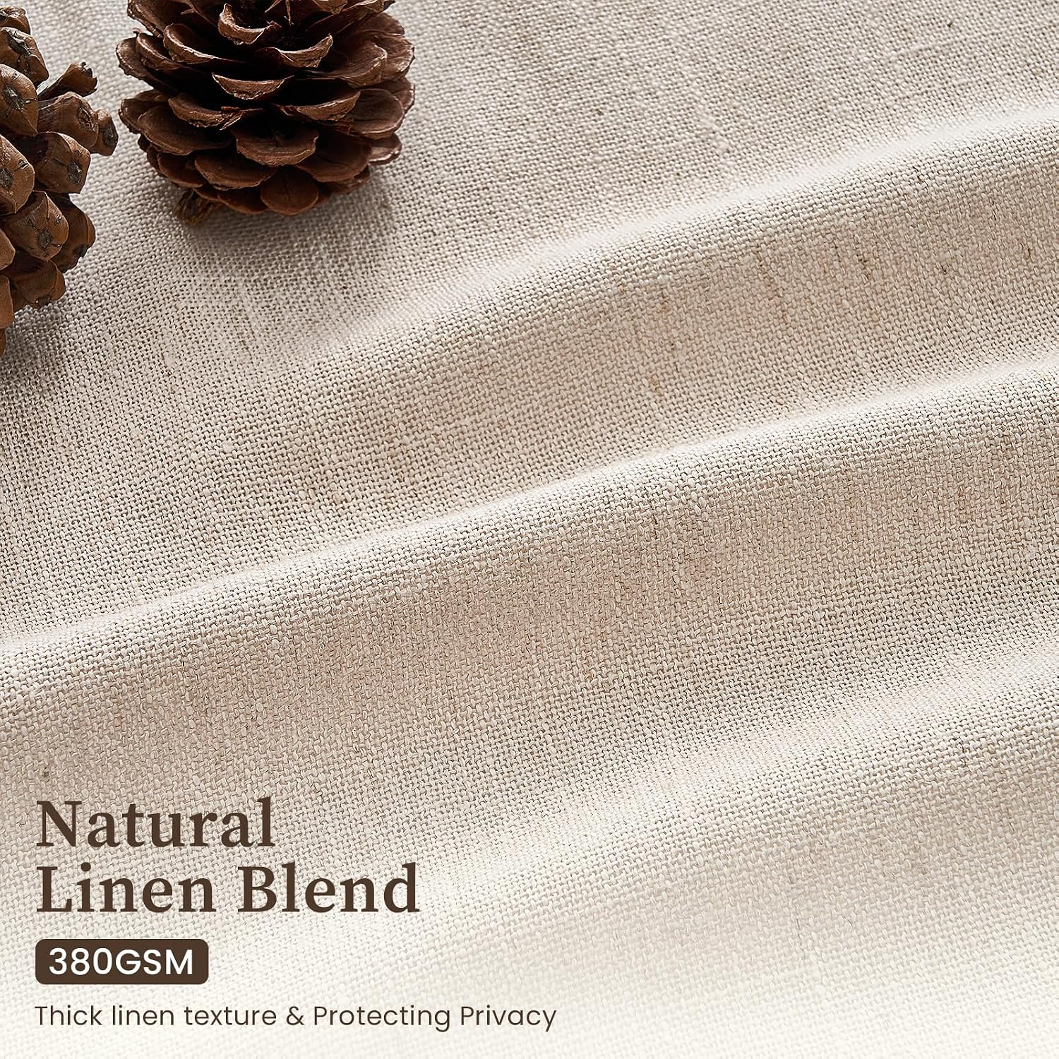 Topfinel 4 Panels Set Pinch Pleated Linen Curtains 96 Inchs Long Oatmeal