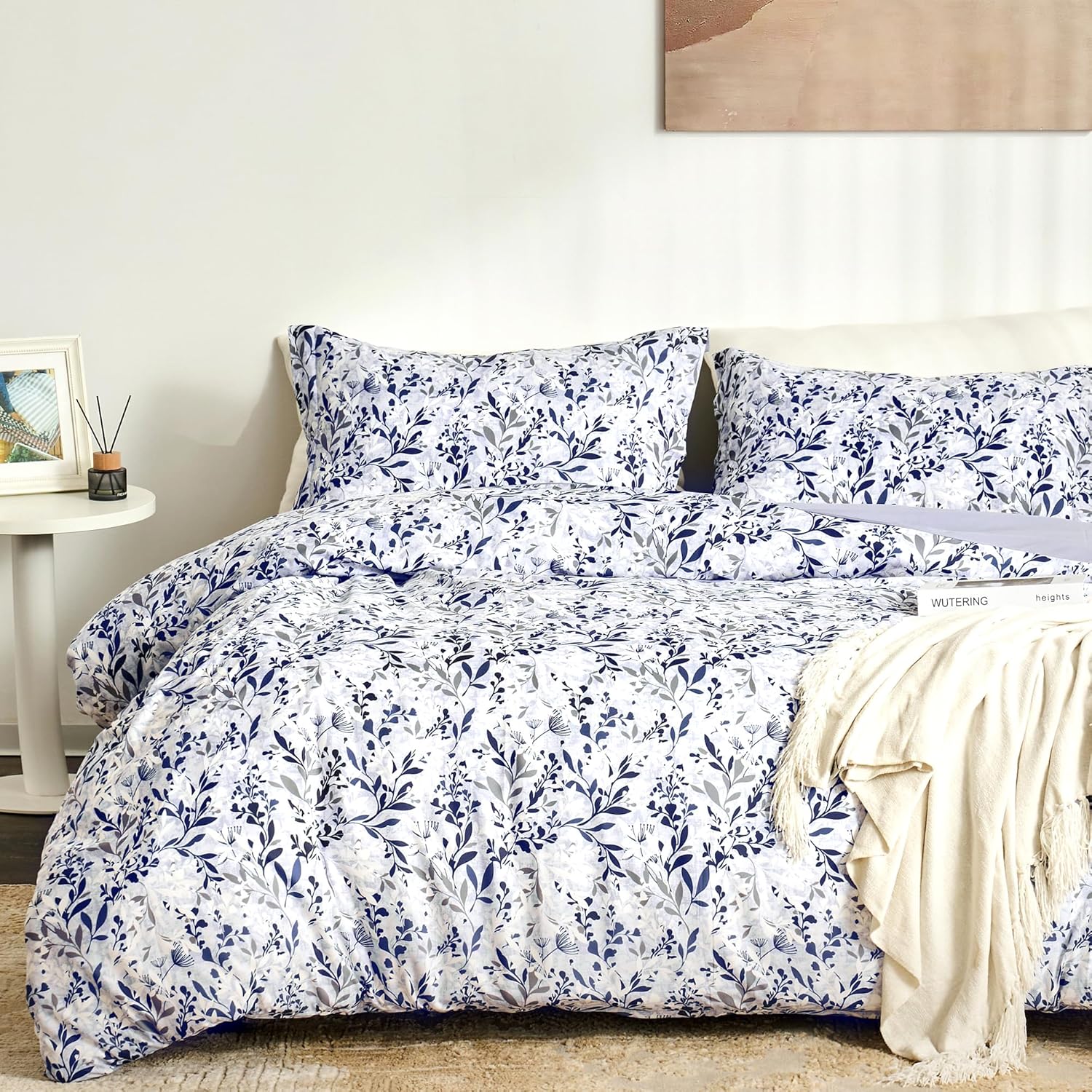 McVernon's Floral Duvet Cover Full Size, 3 Pcs Violet Duvet