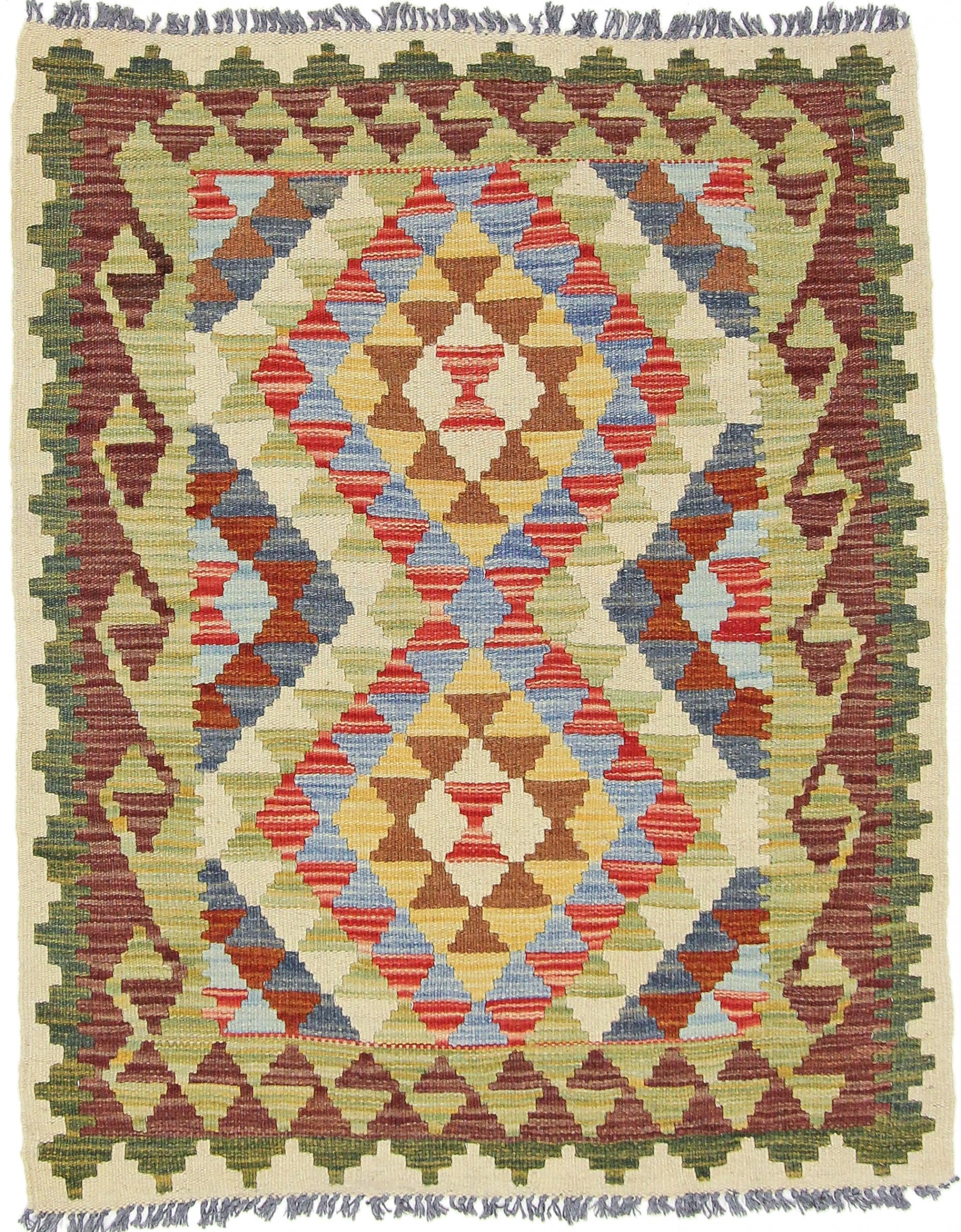 Tapis Kilim Afghan en laine 85x111 pour réchauffer l'ambiance du salon