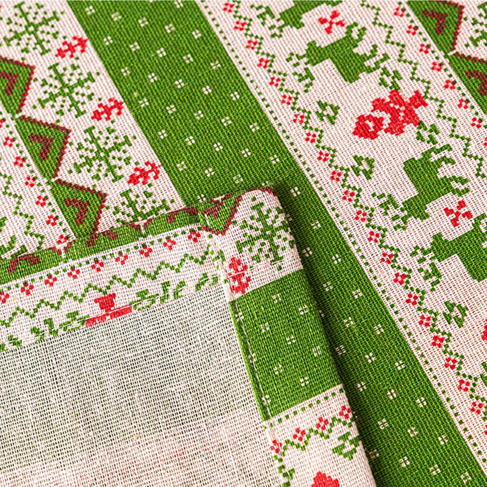 Nappe infroissable avec coutures jacquard pour cuisine, salle à manger, fête de Noël – 140 x 241 cm