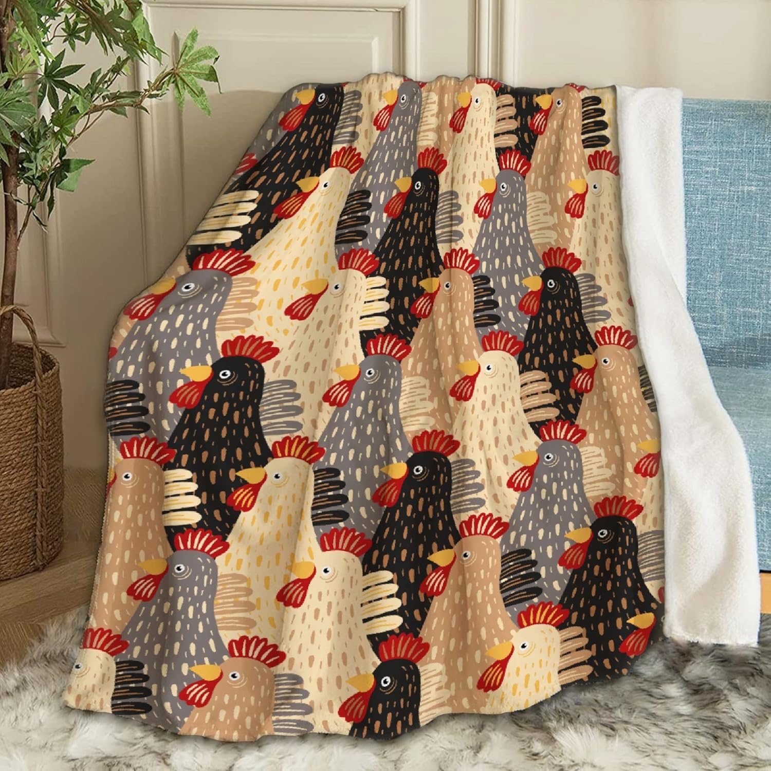 ARTBLANKET Chicken Throw Blanket Fannel Fleece Super Soft