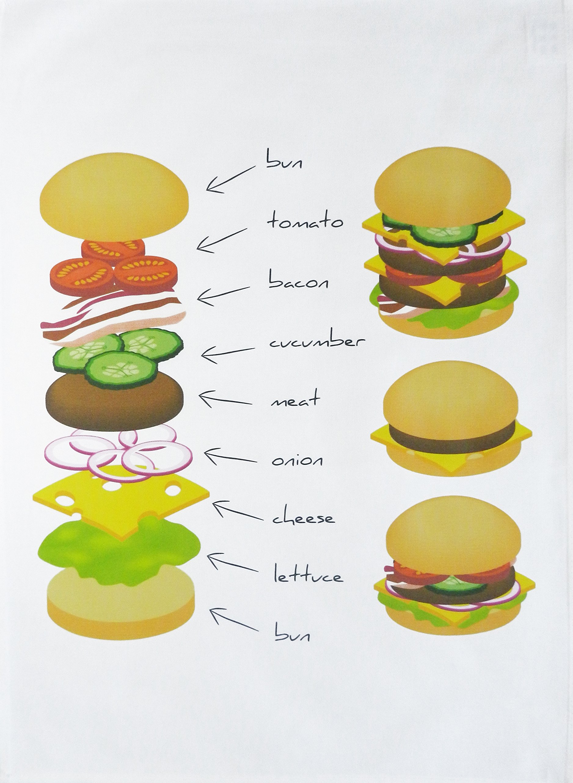 Half a Donkey The Order of the Hamburger Stack - Large Cotton Tea Towel