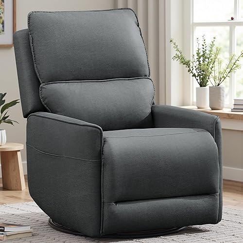 Recliner Chair 360 Swivel Rocker Recliner Chairs for Adults, Small Recliners for Small Spaces, Nursery Chairs with Side Pockets, Glider Rocking Chair for Living Room, Study Room, Nursery Room