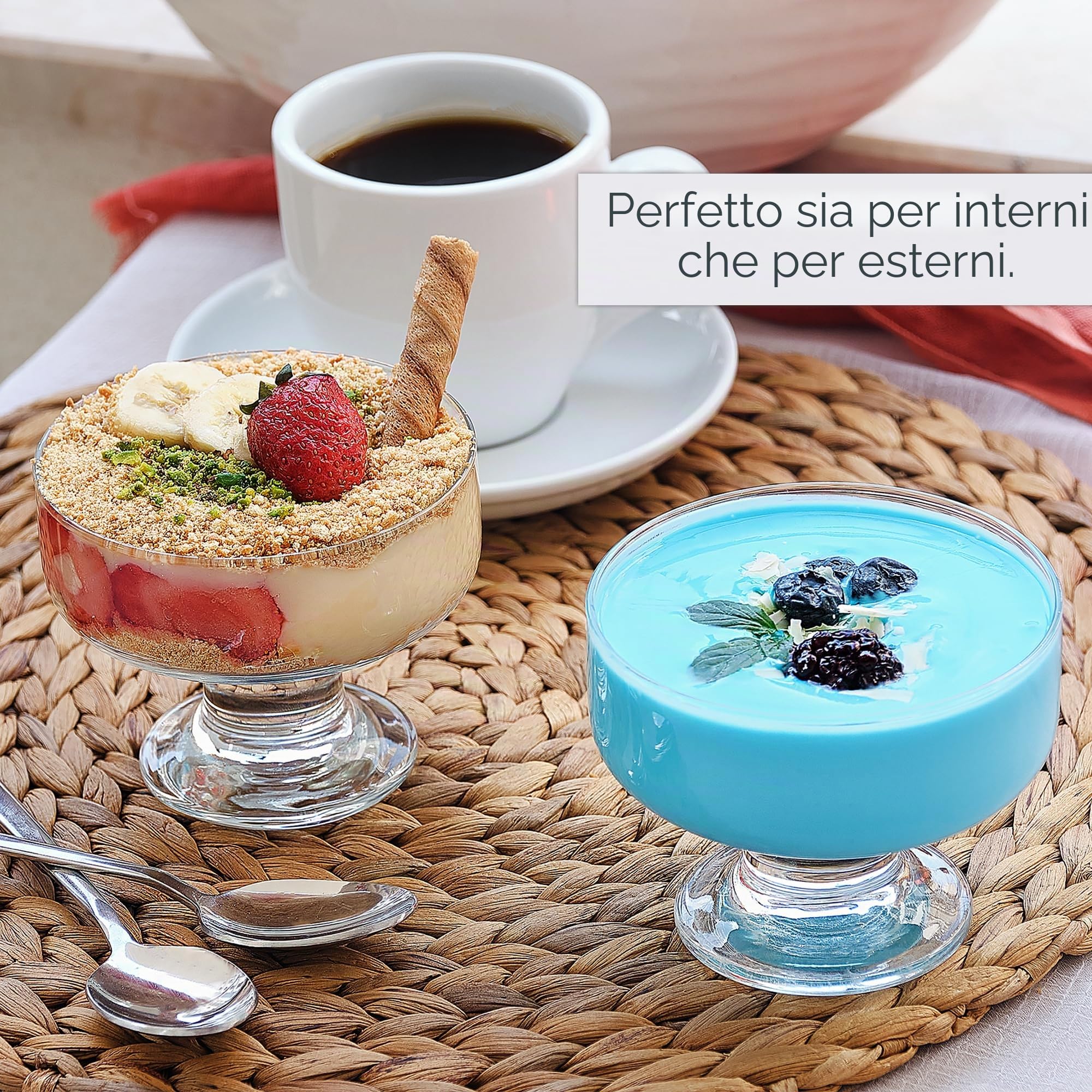 CRYSTALIA Premium Coppette Gelato Vetro 265ml Set 4 Coppa Dessert Vetro, Ciotele per Budini e Snack