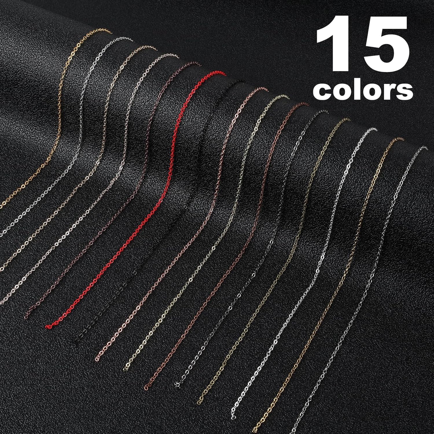 ENERFUN Necklace Chains for Jewelry Making, 15 Rolls Multicolor Chains Bulk 147 Feet for DIY Necklace Bracelet Making Accessories with Jump Rings Lobster Clasps Connectors - Image 7