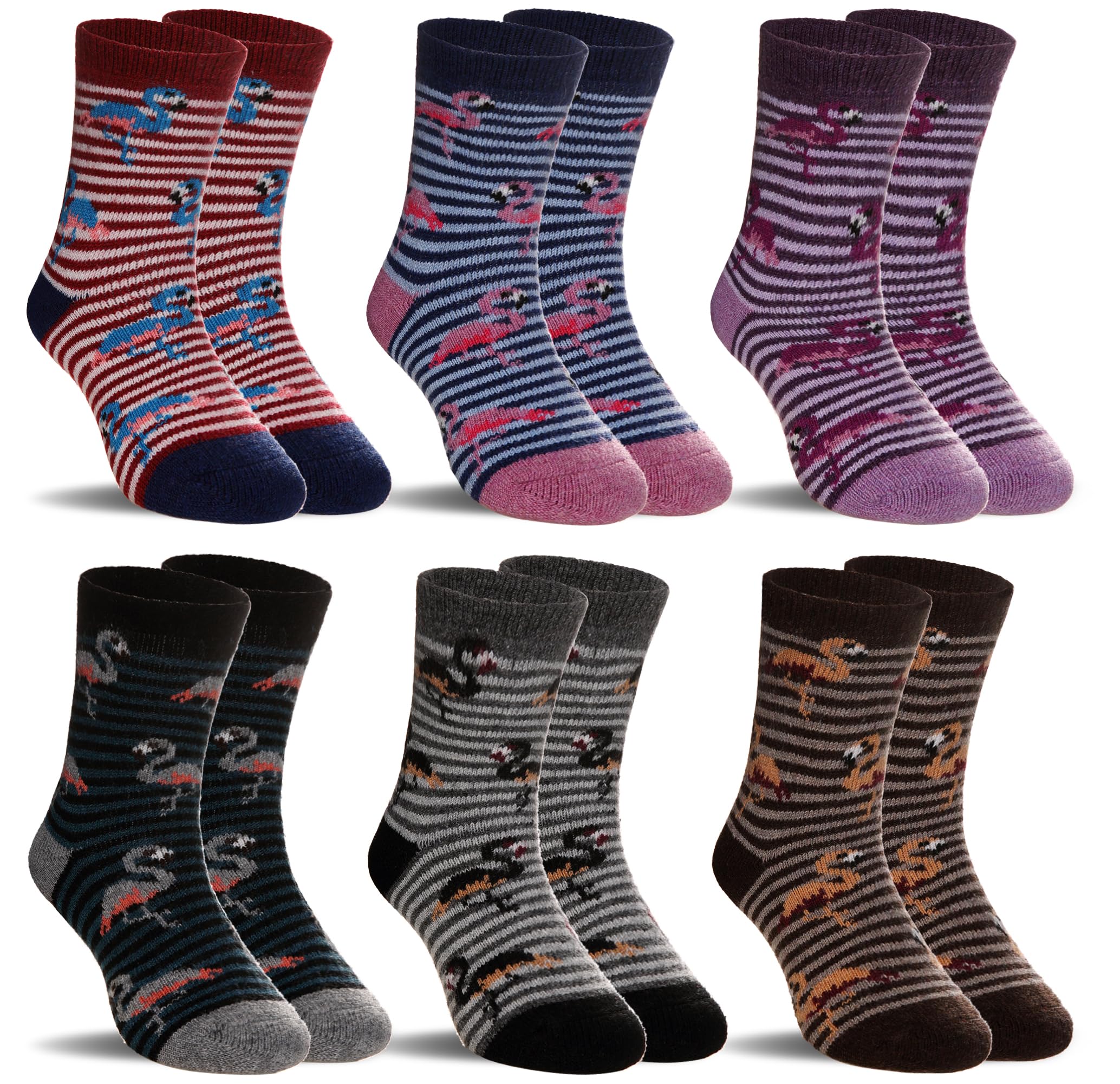 SeeyAN Kids Merino Wool Socks Boys Girls Hiking Boot Winter Thermal Warm Cozy Soft Toddler Thick Crew Socks 6 Pairs
