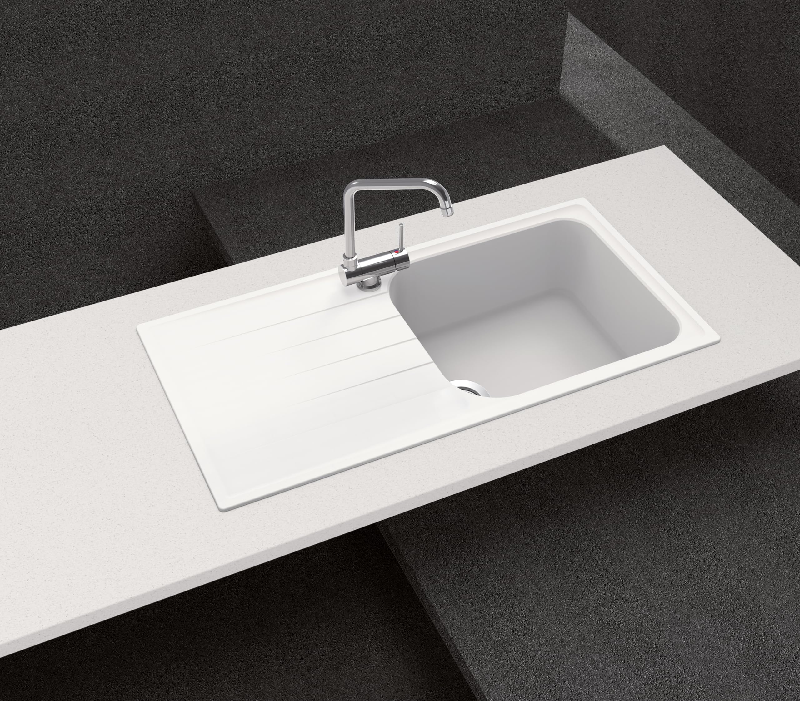 SCHOCK - Lavello Cucina Lithos D100L 1 Vasca Large con Gocciolatoio