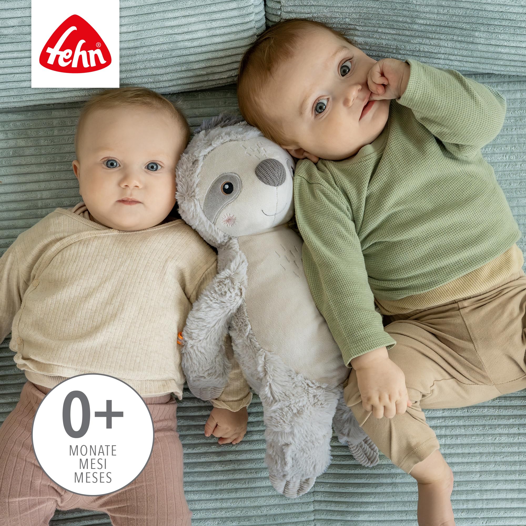 Fehn Kuscheltier Faultier XL – Spielgefährte, Beschützer & Kuschelfreund: Großes Stofftier zum Greifen, Fühlen und Knuddeln, für Babys und Kleinkinder ab 0+ Monaten