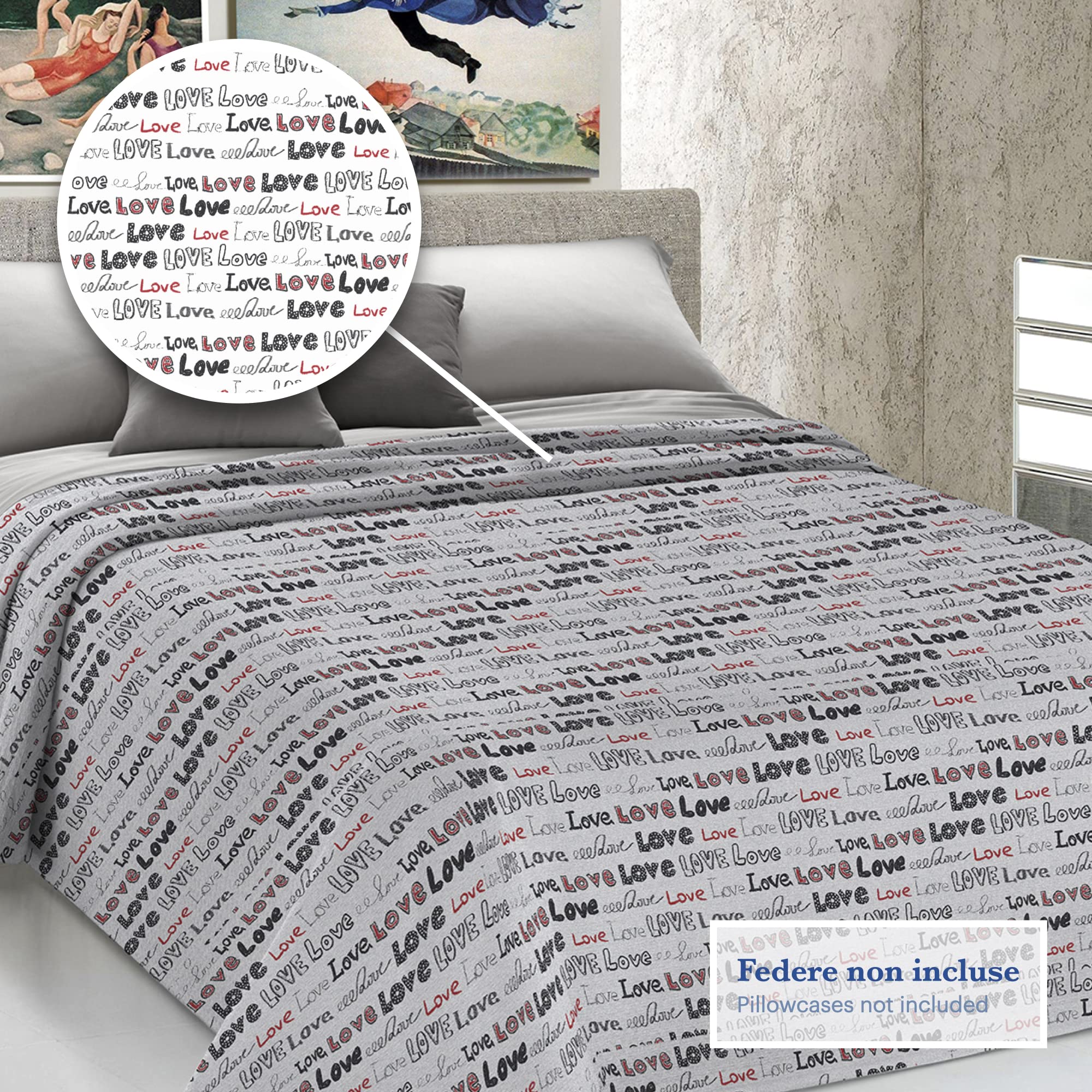 PENSIERI DELICATI Double Bed Cover 260 x 280 cm, Single Sheet 100% Cotton Pique, Ideal as a Furniture Cover - Image 2