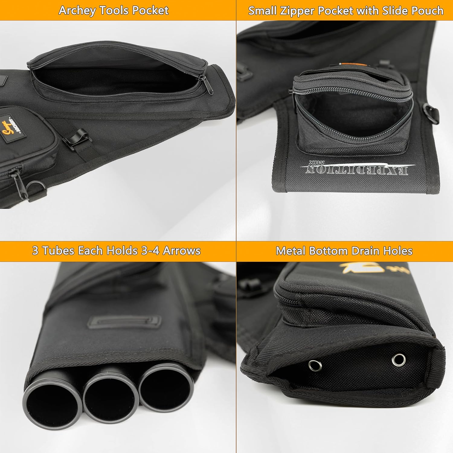 SUNYA Archery Hip Quiver for Arrows. Includes 3 Tubes, Tab and Release Pockets and Nylon Belt. Fit for Target Archery (Black) : Sports & Outdoors