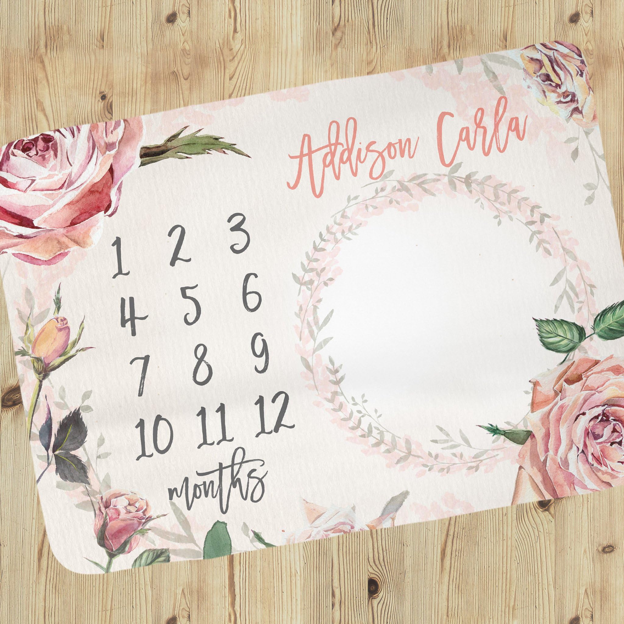 Baby Milestone Blanket - Personalized Baby Blanket - Floral Baby Milestone Blanket - Baby Blanket - Calendar Photo Prop - Roses Blanket